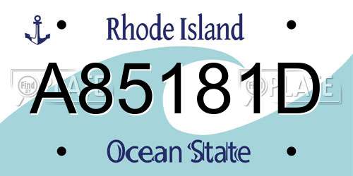 A85181D Rhode Island License Plate