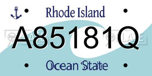 A85181Q Rhode Island License Plate