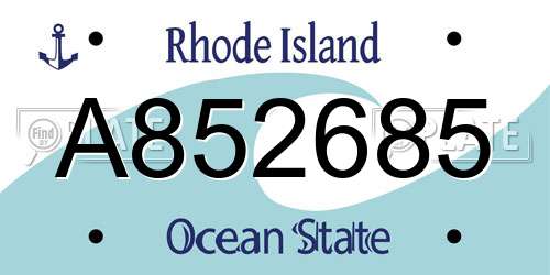 A852685 Rhode Island License Plate