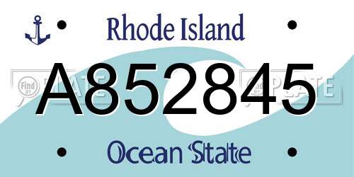 A852845 Rhode Island License Plate