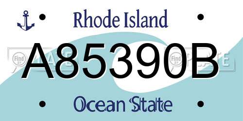 A85390B Rhode Island License Plate