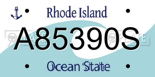 A85390S Rhode Island License Plate