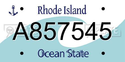 A857545 Rhode Island License Plate