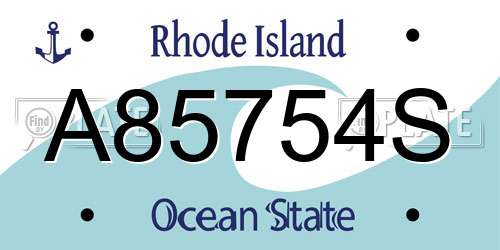 A85754S Rhode Island License Plate