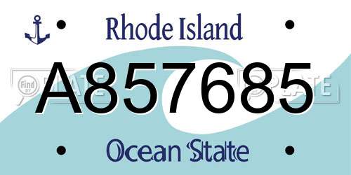 A857685 Rhode Island License Plate