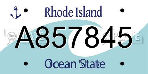 A857845 Rhode Island License Plate