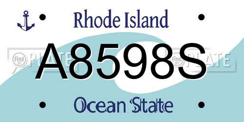 A8598S Rhode Island License Plate