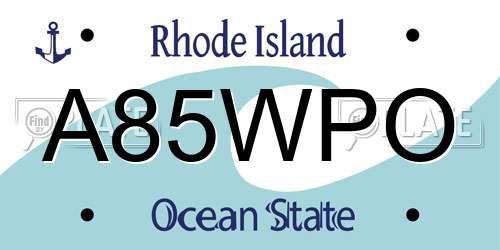 A85WPO Rhode Island License Plate