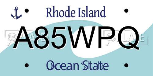 A85WPQ Rhode Island License Plate