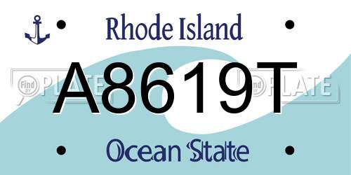 A8619T Rhode Island License Plate