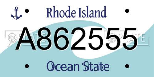 A862555 Rhode Island License Plate