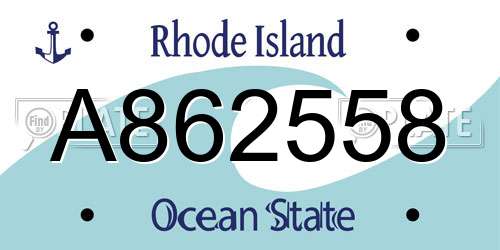 A862558 Rhode Island License Plate