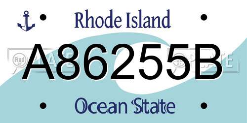 A86255B Rhode Island License Plate