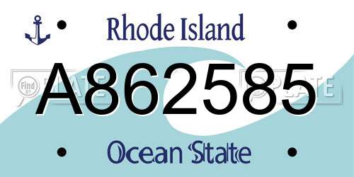 A862585 Rhode Island License Plate