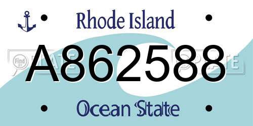 A862588 Rhode Island License Plate