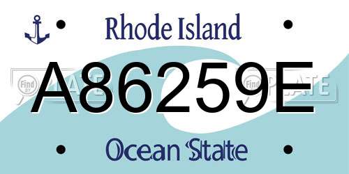 A86259E Rhode Island License Plate