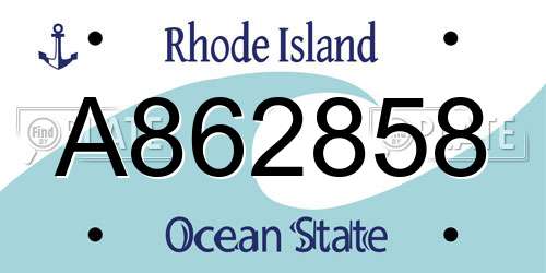 A862858 Rhode Island License Plate