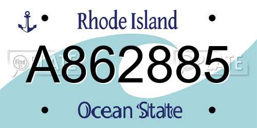 A862885 Rhode Island License Plate