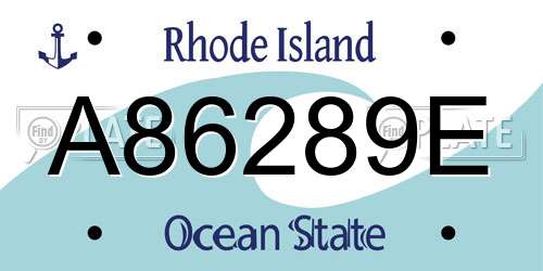 A86289E Rhode Island License Plate