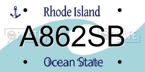 A862SB Rhode Island License Plate