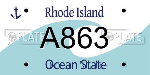 A863 Rhode Island License Plate