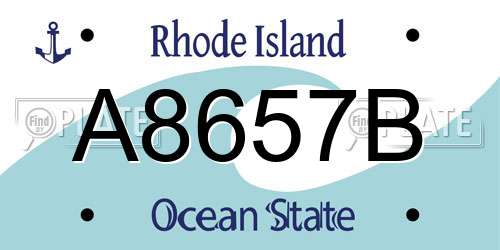 A8657B Rhode Island License Plate