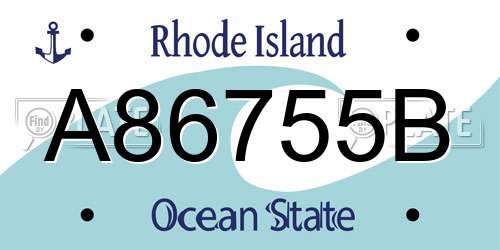 A86755B Rhode Island License Plate