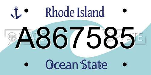 A867585 Rhode Island License Plate