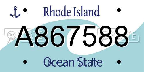 A867588 Rhode Island License Plate