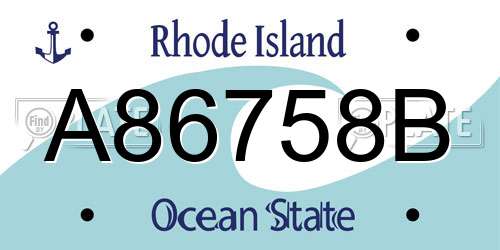 A86758B Rhode Island License Plate
