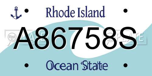 A86758S Rhode Island License Plate