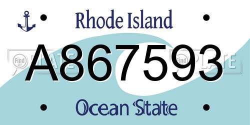 A867593 Rhode Island License Plate