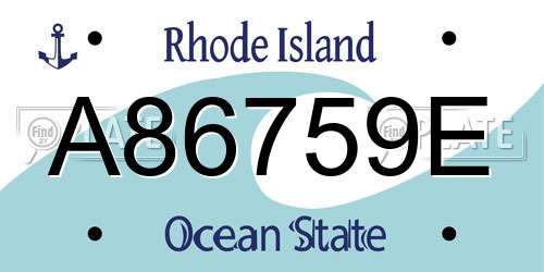 A86759E Rhode Island License Plate
