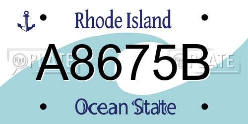 A8675B Rhode Island License Plate