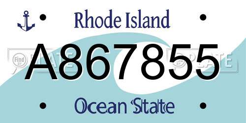 A867855 Rhode Island License Plate