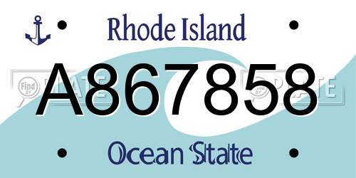A867858 Rhode Island License Plate