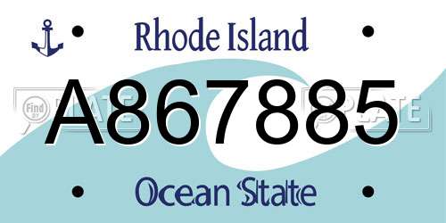 A867885 Rhode Island License Plate