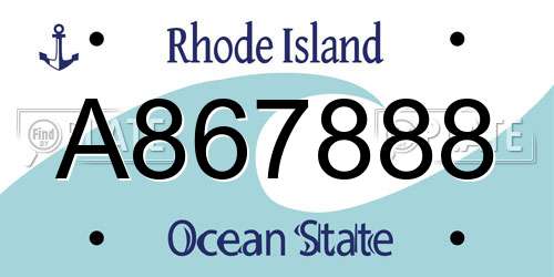 A867888 Rhode Island License Plate