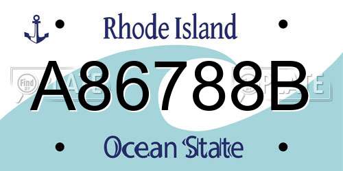 A86788B Rhode Island License Plate