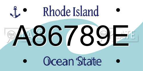 A86789E Rhode Island License Plate