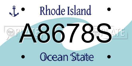 A8678S Rhode Island License Plate