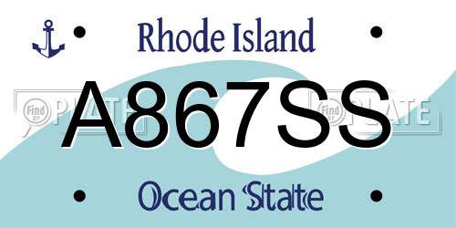 A867SS Rhode Island License Plate