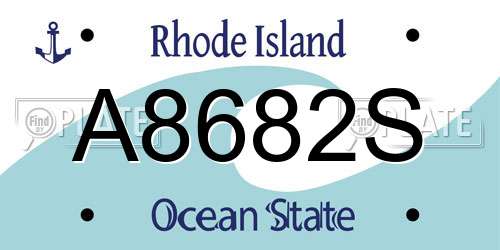 A8682S Rhode Island License Plate