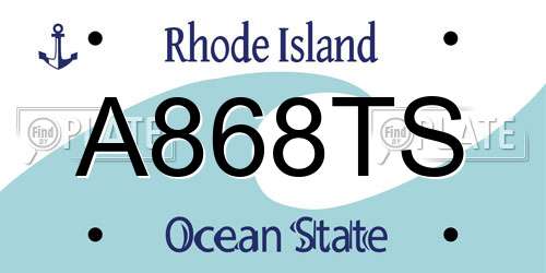 A868TS Rhode Island License Plate