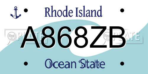 A868ZB Rhode Island License Plate