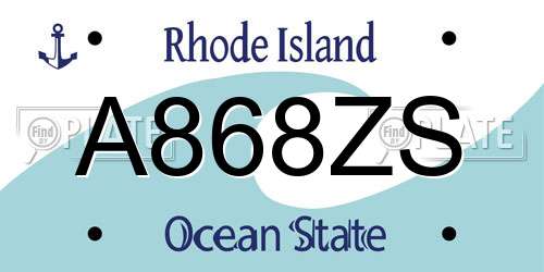 A868ZS Rhode Island License Plate
