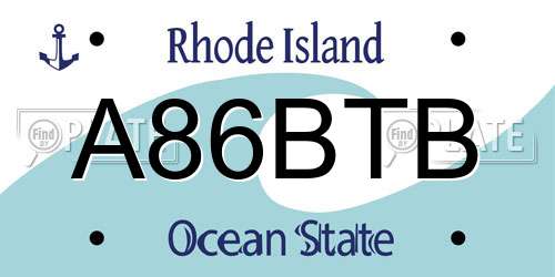 A86BTB Rhode Island License Plate