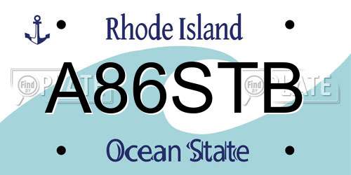 A86STB Rhode Island License Plate