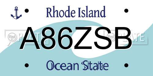 A86ZSB Rhode Island License Plate