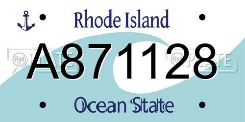 A871128 Rhode Island License Plate